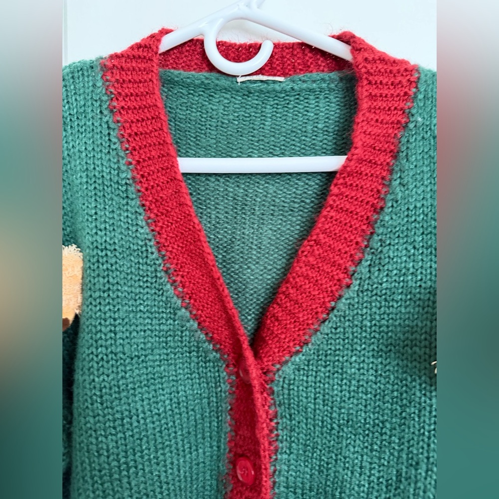 JODIFL Green and Red Women's Sweater with Bear Accents - Picture 7 of 10